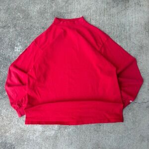 Vintage Bike Mock Neck Long Sleeve T-Shirt Mens Large Red Athletic Raglan Tee